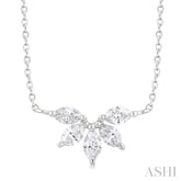 1/3 ctw Semi Circle Chevron Marquise Cut Diamond Fashion Necklace in 14K White Gold